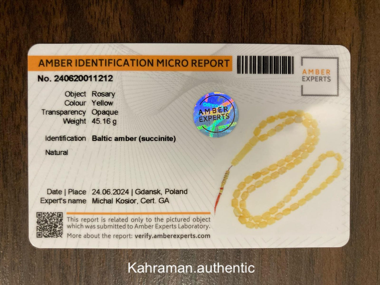 Certified amber rosary from Kaliningrad