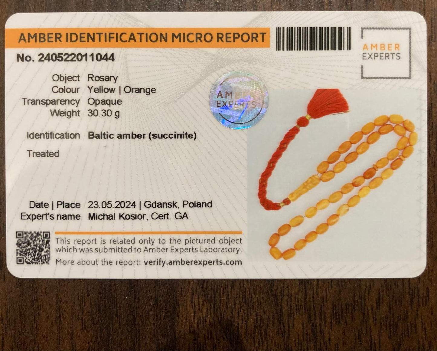 Certified Amber rosary