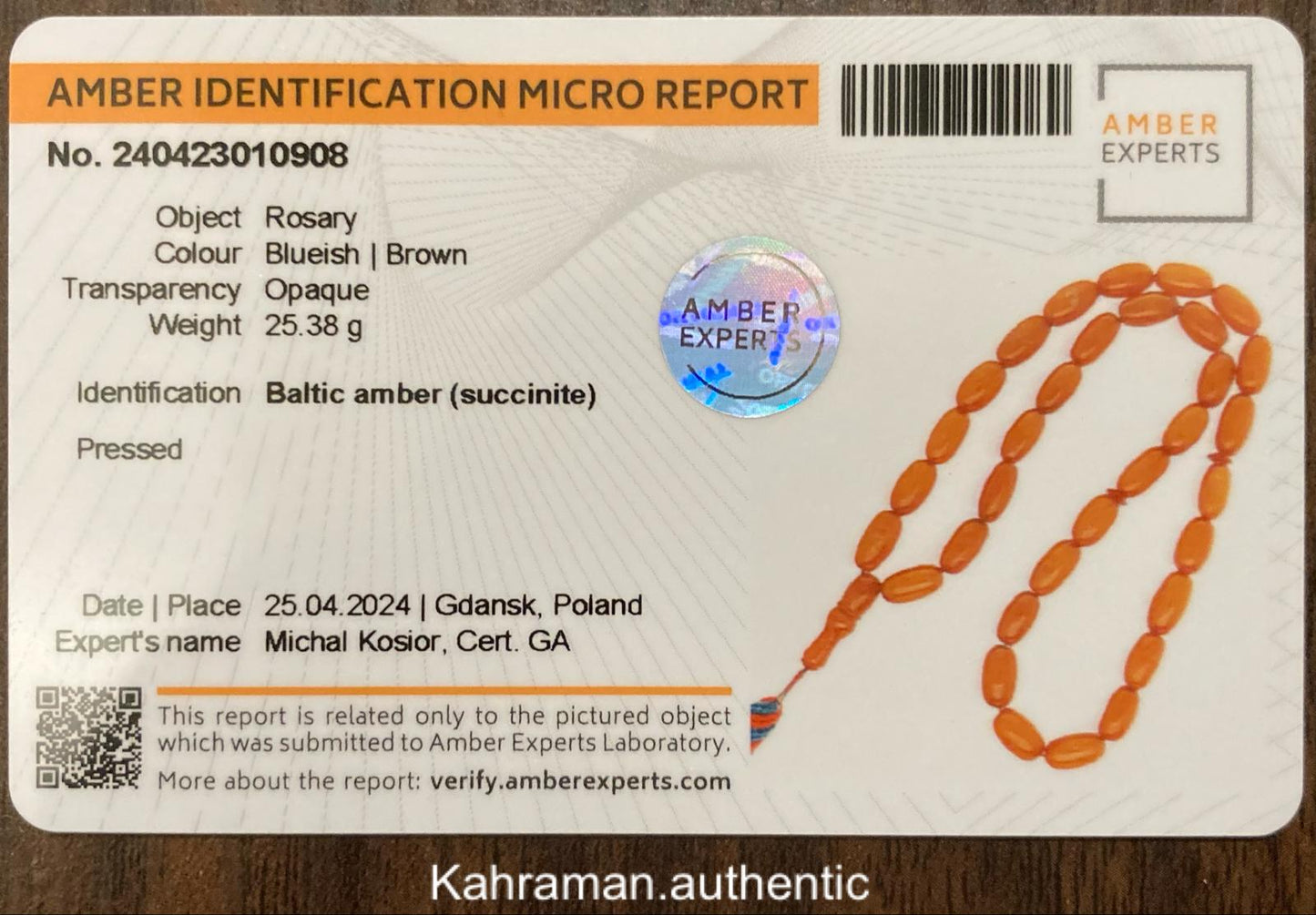 Certified antique German Amber rosary