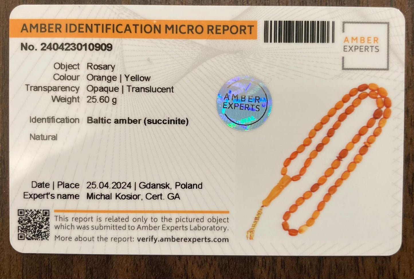 مسبحة كهرب ألمانية عتيقة معتمدة