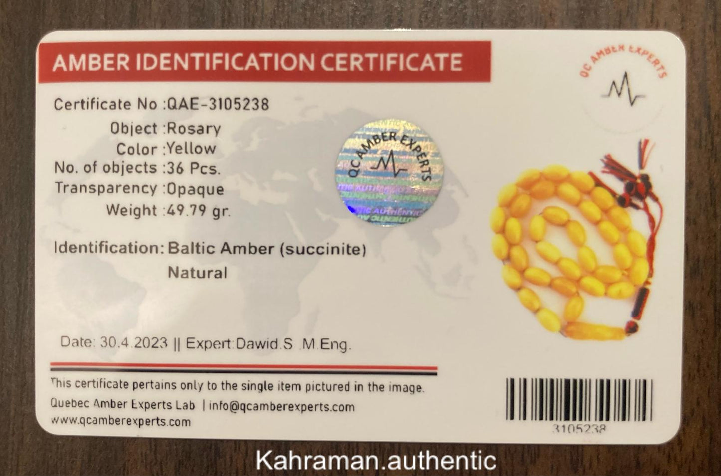 Certified old Poland amber rosary