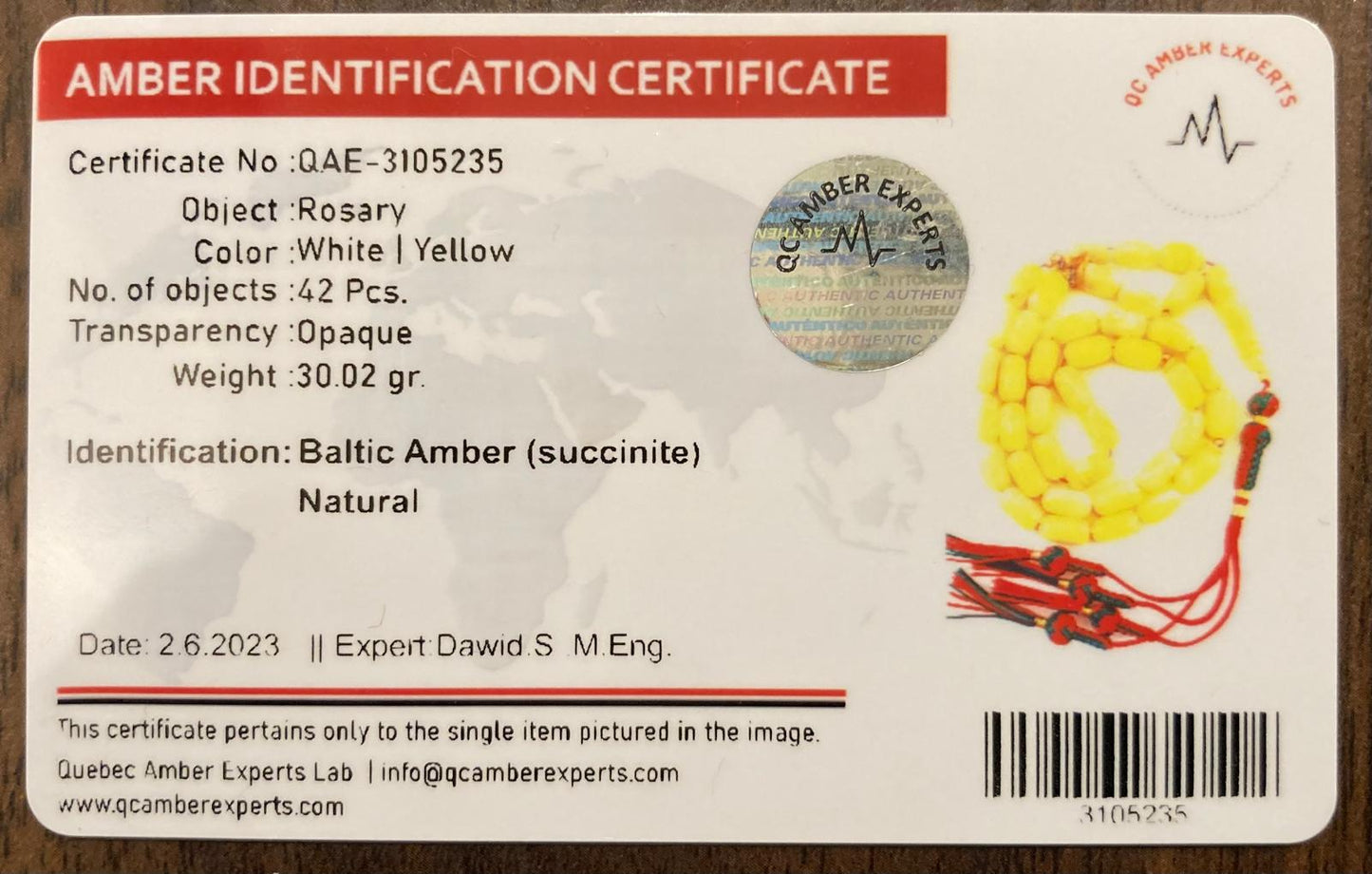 مسبحة كهرب بولندي طبيعي و موثق بشهادة