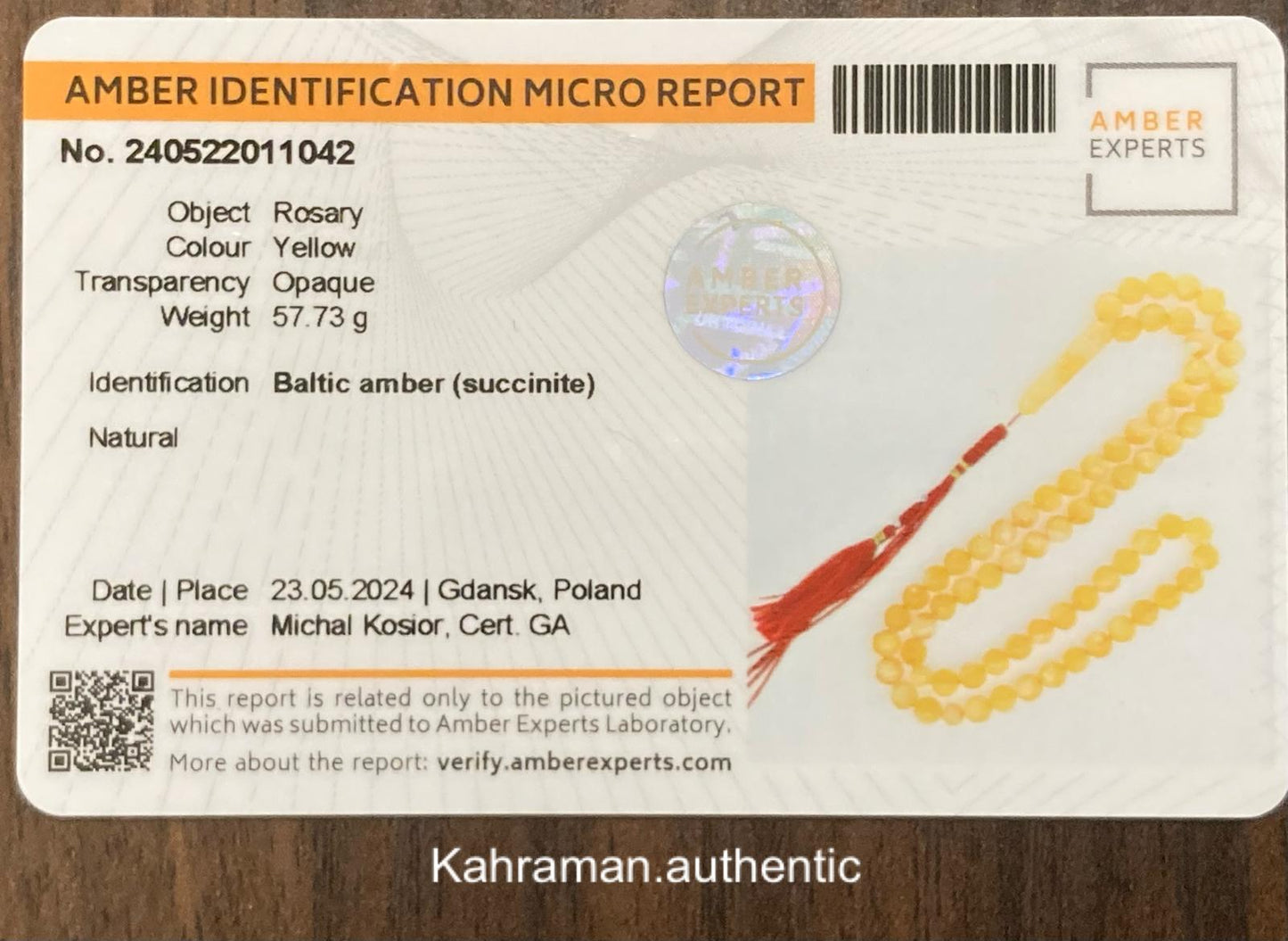 مسبحة كهرب معتمدة بلون القشطة و العسل