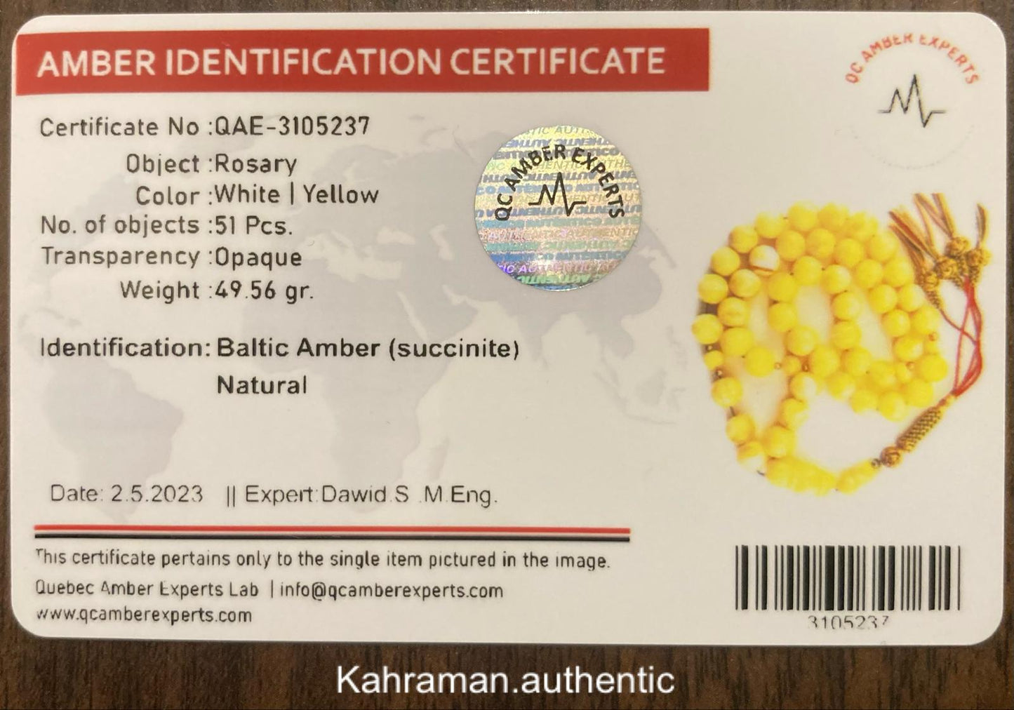 Certified old Poland natural amber rosary